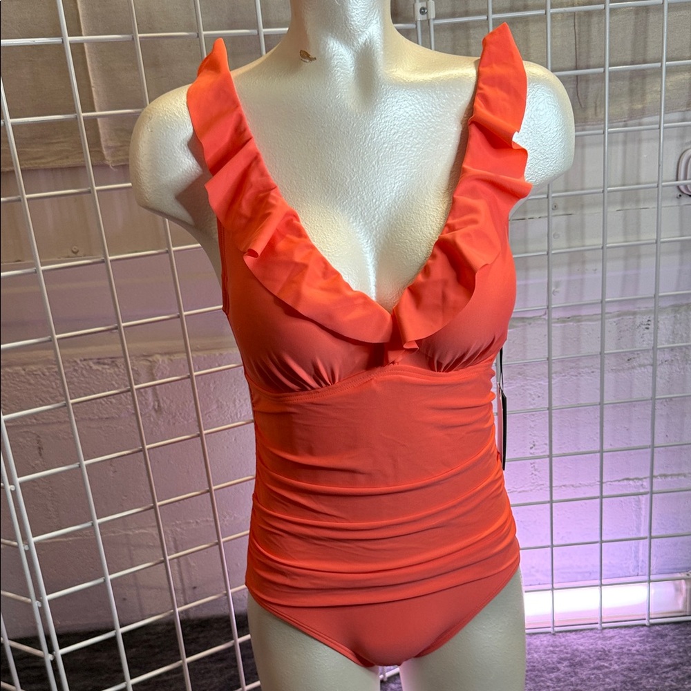 DKNY Vibrant Orange Ruffled SZ 8